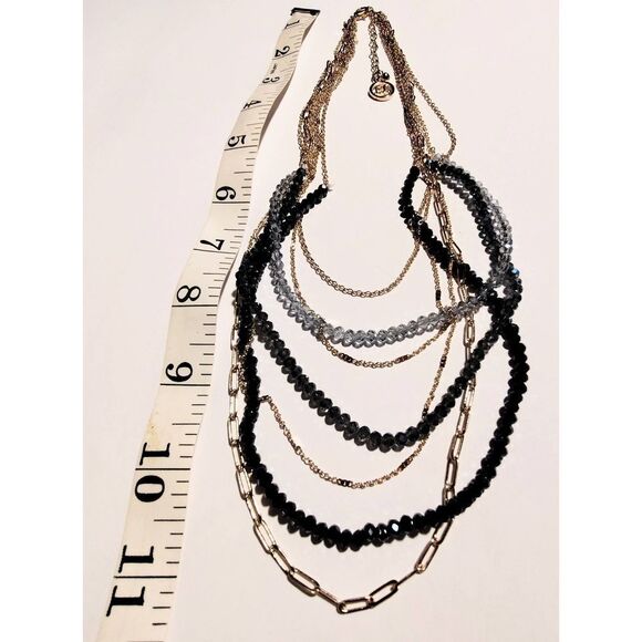GORGEOUS GOLD MULTI STONE CRYSTAL CHAIN NECKLACE NWT - Picture 5 of 7